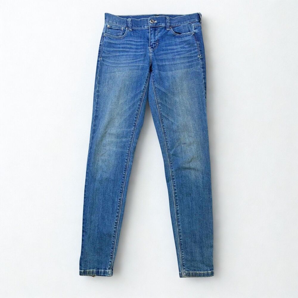 White House Black Market Skinny Leg Jeans Womens 0R Blue Ankle Zip Stretch